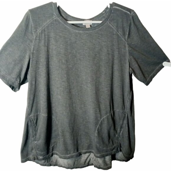 Logo Lori Goldstein Womens Gray Elbow Sleeve Tunic Top Pockets Size L  A592714 - Picture 1 of 14